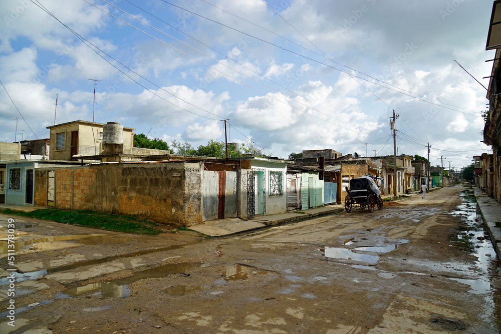 colorful old houses in the streets of cardenas