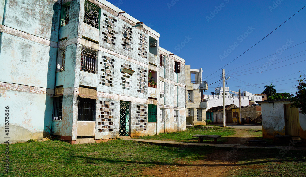 colorful houses in the streets of trinidad