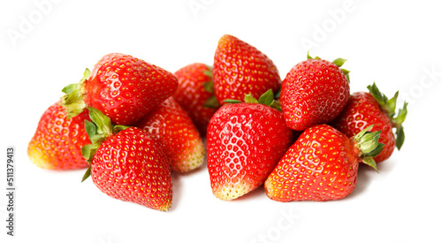 Fresh strawberries on a white background, healthy food.