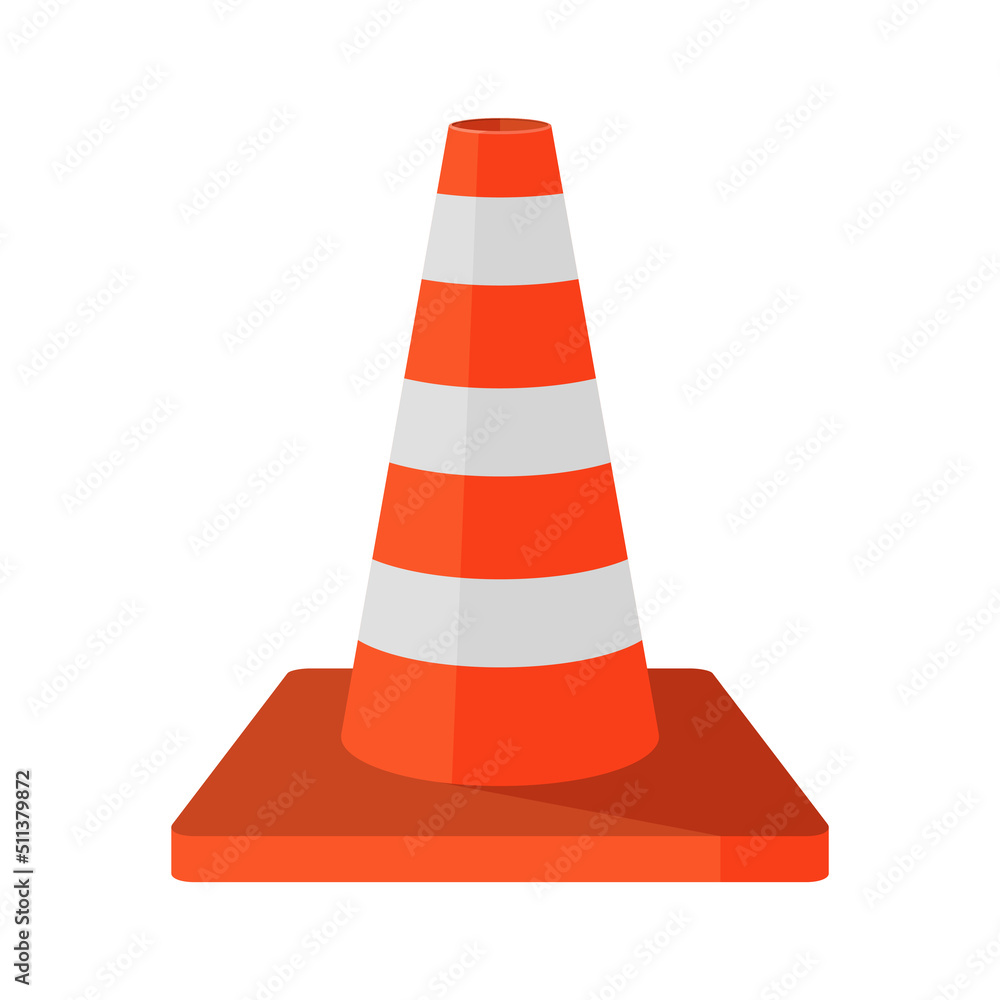 Road cone. The image of a road chip for traffic control and fencing problem areas of the road. Isolated vector on white background. Road cone. The image of a road chip for traffic control and fencing problem areas of the road. Isolated vector on white background.