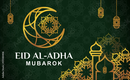 Creative Eid al-Adha background green Islamic banner template design