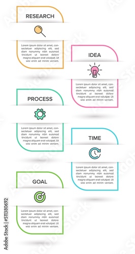 Vertical infographic design with icons and 5 options or steps. Thin line. Infographics business concept. Can be used for info graphics, flow charts, presentations, mobile web sites, printed materials.