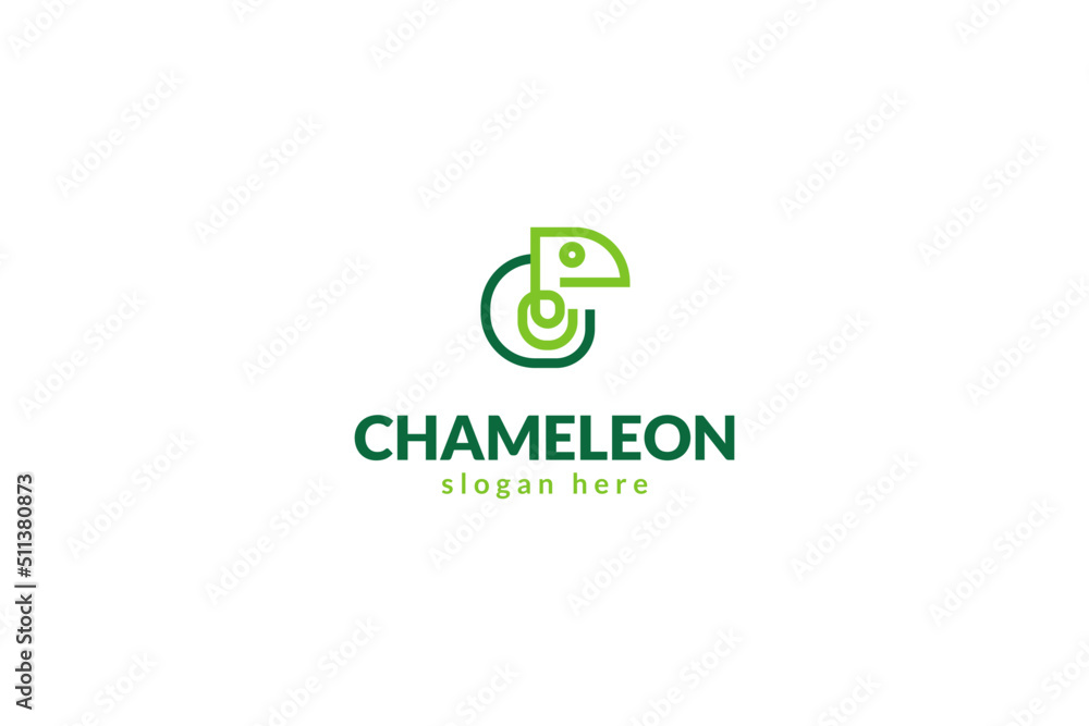 Flat chameleon logo design template Flat chameleon logo design template