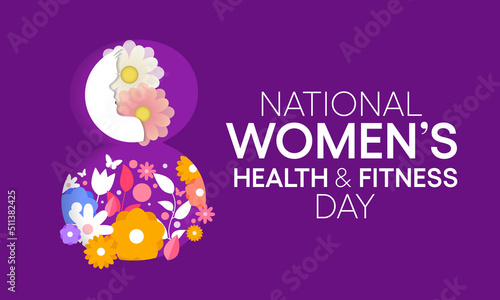 Women's health and fitness day is observed every year on last Wednesday in September, to promote the importance of health and fitness for women of all ages. vector illustration