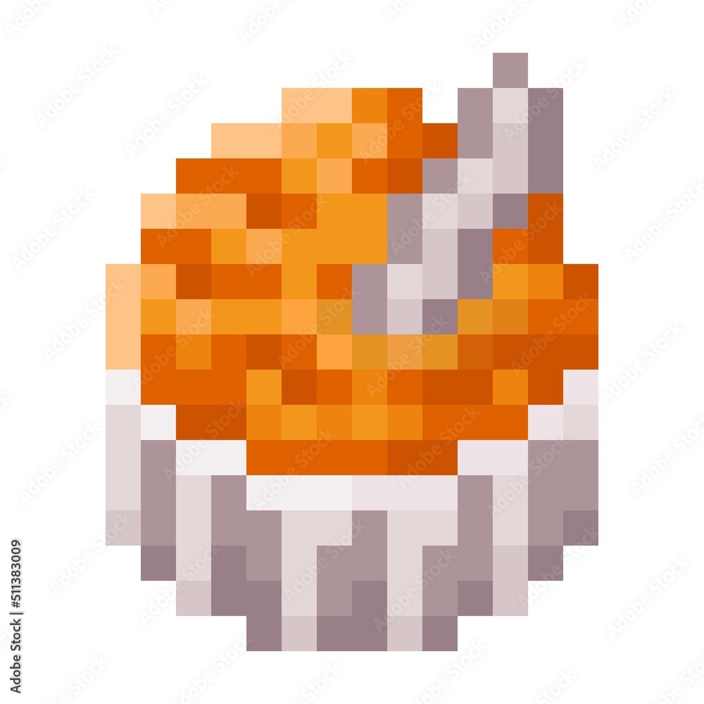 Orange ice cream cup pixel art. Vector illustration. Orange ice cream cup pixel art. Vector illustration.