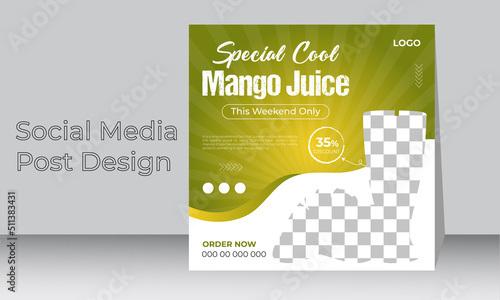 Special juice drink menu social media post design Instagram template