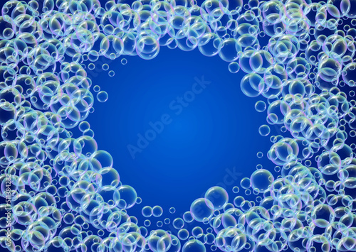 Shampoo bubble. Detergent bath foam, suds and soap for bathtub.