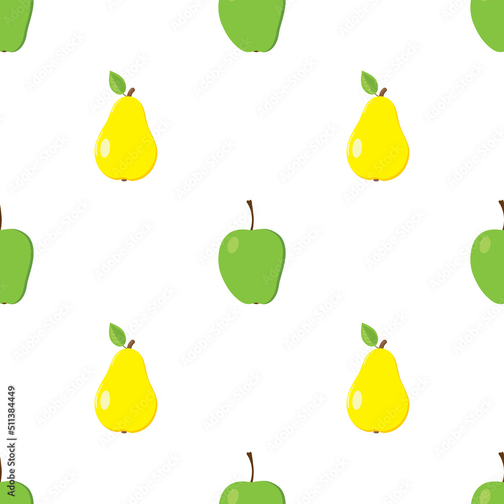 vector summer seamless pattern with apples and pear vector summer seamless pattern with apples and pear