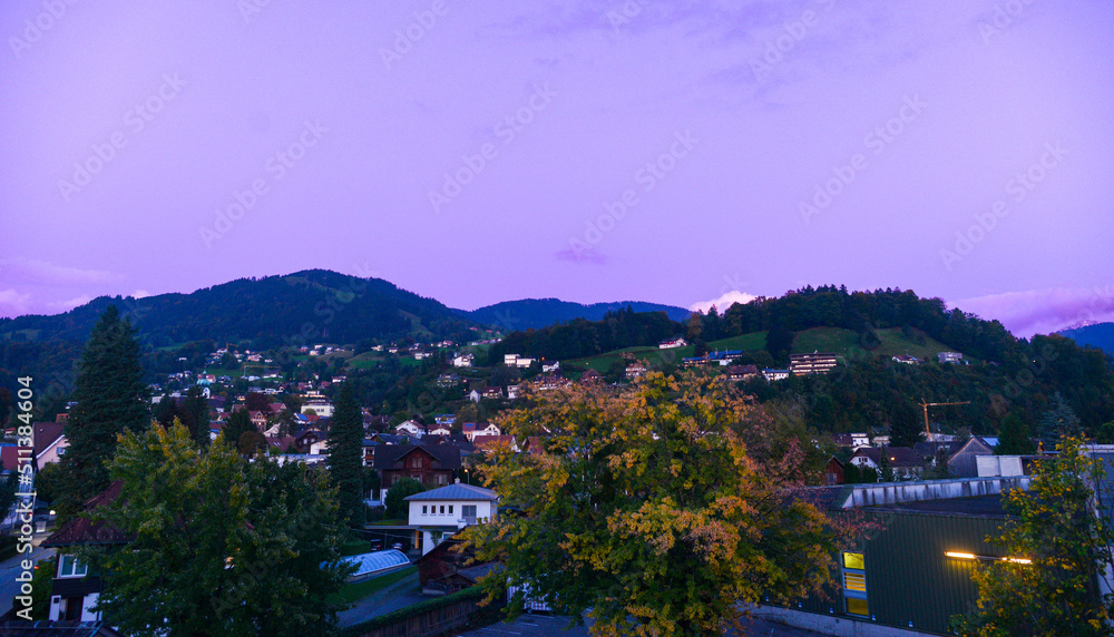 Sonnenuntergang in Dornbirn, Vorarlberg (Österriech)