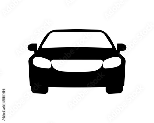 Значок переднего вида автомобиля на белом фоне.  Авто, вид, спорт, гонка, транспортная концепция. Векторная иллюстрация ЭПС 10.