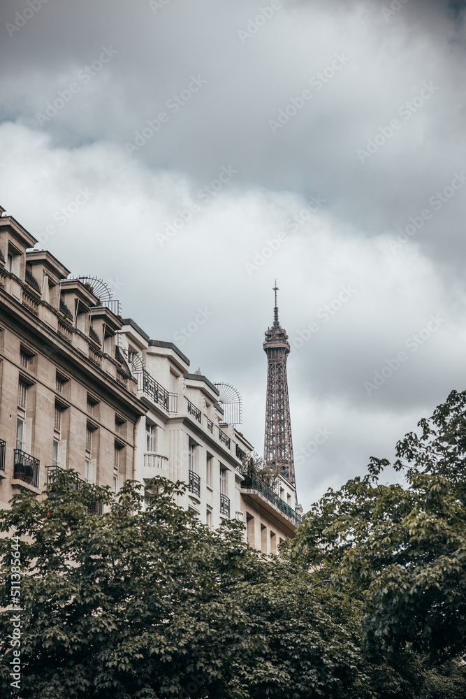 Paris neighborhood close to the eiffel tower