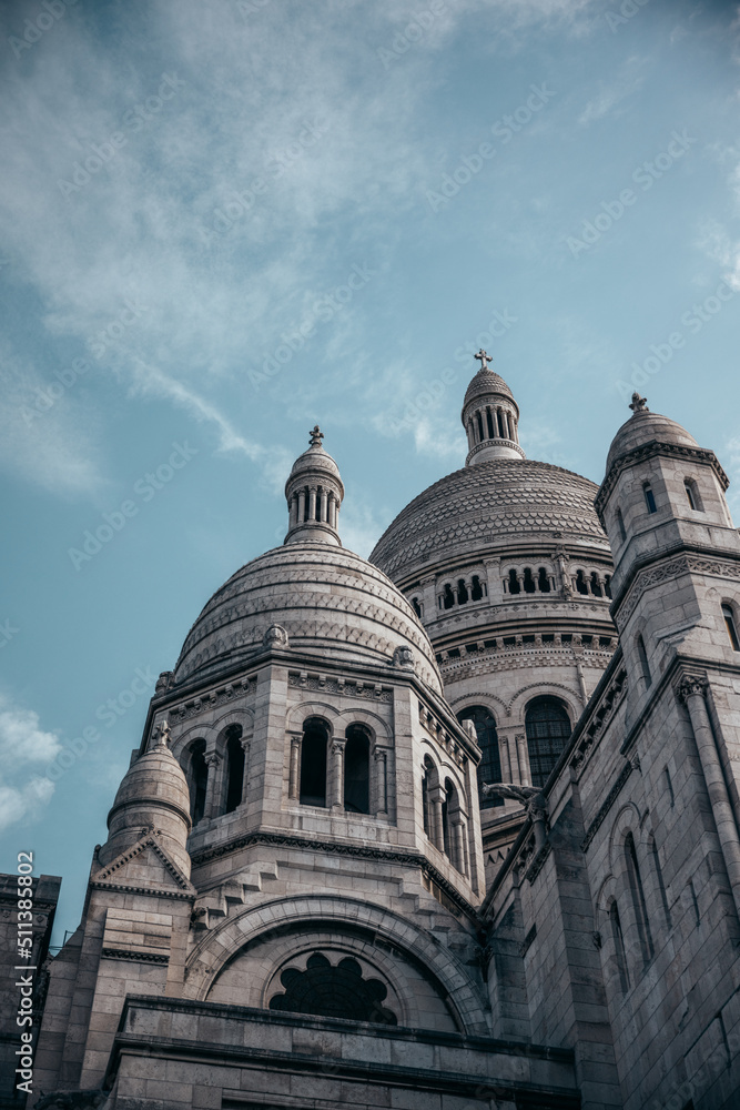 Paris montmartre neighborhood with a view on the famous sacre coeur