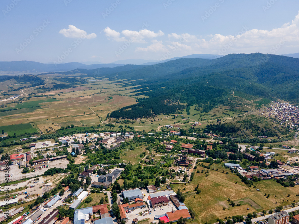 Aerial view of famous spa resort of Velingrad, Bulgaria