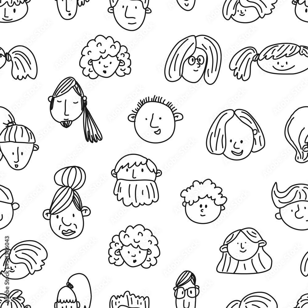 Sketch. Hand-drawn doodle style.. Line art. Different men and women. Cartoon characters. Vector illustration Sketch. Hand-drawn doodle style.. Line art. Different men and women. Cartoon characters. Vector illustration
