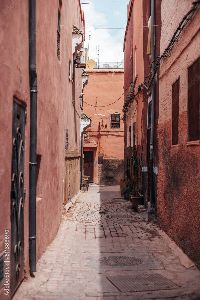 narrow street in marrakech morocco