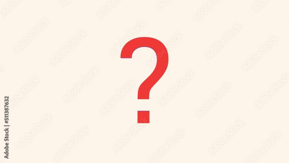Large red Question mark minimalistic animation in pastel colors Large red Question mark minimalistic animation in pastel colors