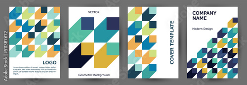 Business publication cover layout collection geometric design. Minimalist style vintage folder