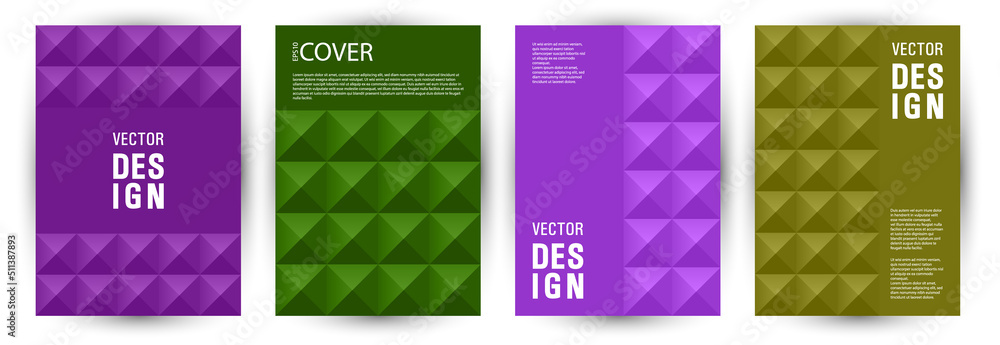 Fototapeta premium Corporate brochure front page template bundle vector design. Bauhaus style material front page