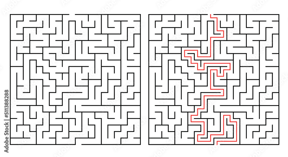 Labyrinth Maze Game Vector With Solution Labyrinth Design With Labyrinth Maze Game Vector With Solution Labyrinth Design With