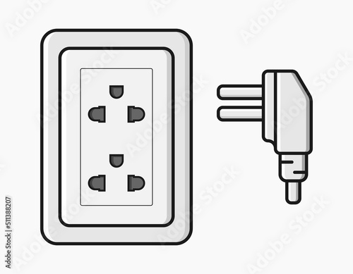 power outlet plug modern thai type o vector flat illustration