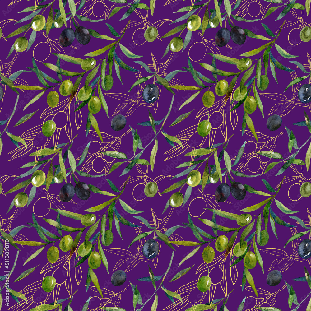 seamless pattern with olives branches seamless pattern with olives branches