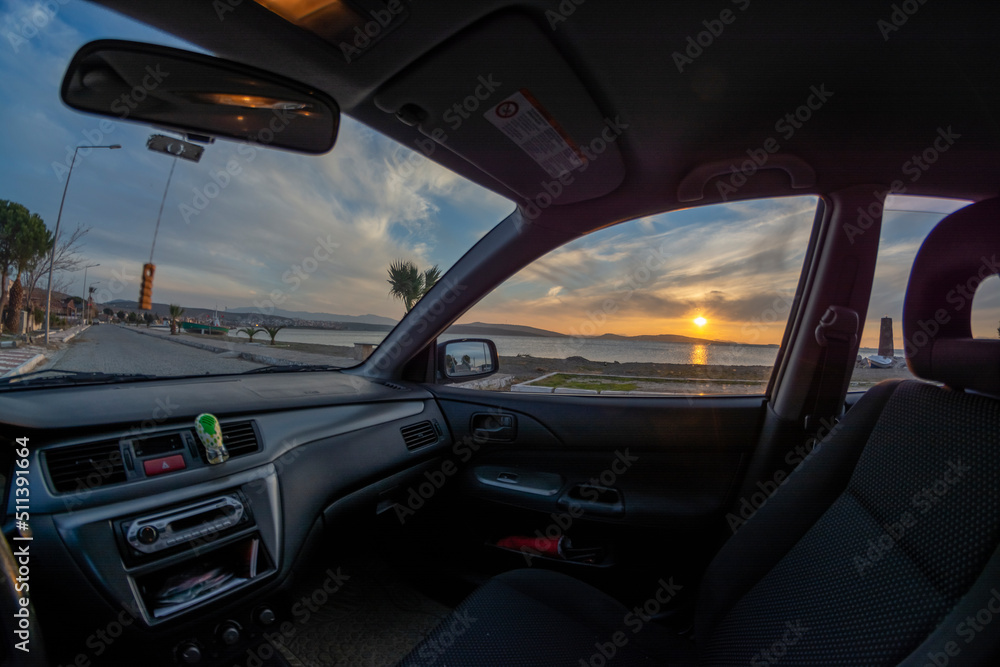 driving on the sunset