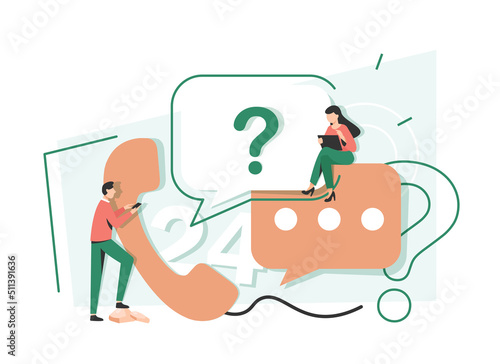 Showing a group hotline operator advises client, Suitable for landing page,Customer Service Concept