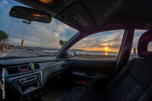 Fototapeta Naklejka Na Ścianę i Meble -  driving on the sunset