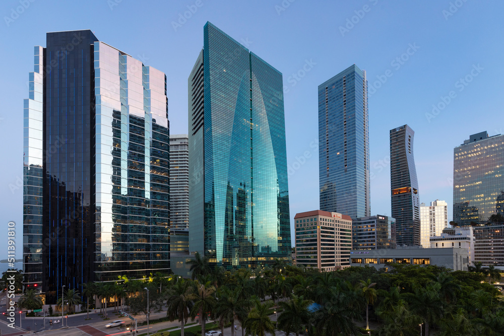 Business and residential buildings, Brickell, Miami, Florida, USA