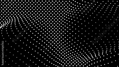 Dome-shaped protrusion part seine by stretching mesh for the illusion three-dimensional deformation of the surface. Screen media video trippy. Mesh LCD display. Scale size different hole space.