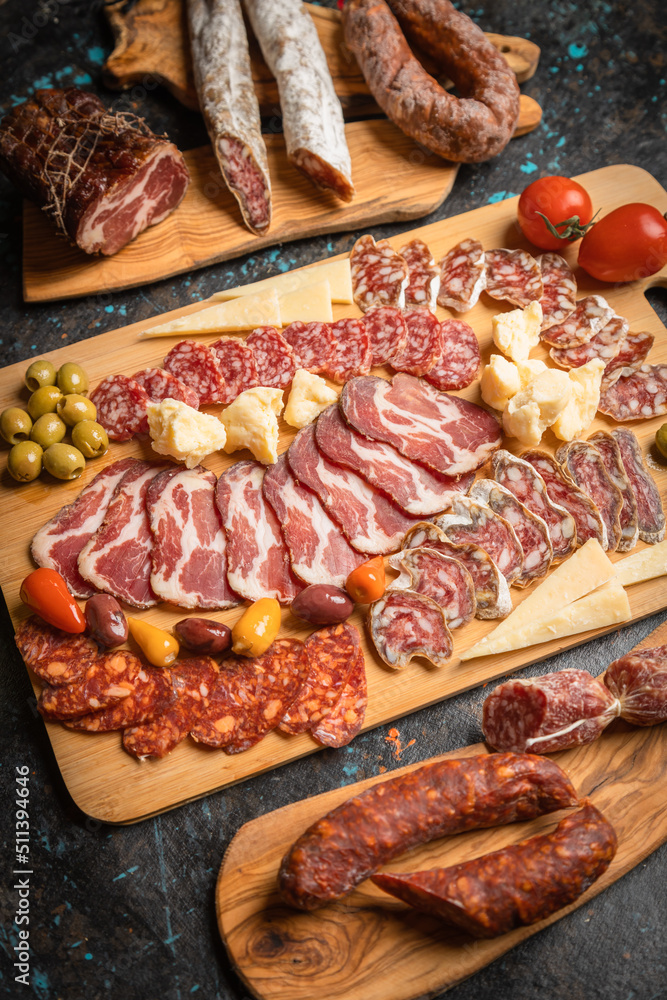 Charcutierie board with various cold cuts