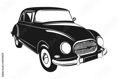 50s vintage car isolated on white Vector illustration