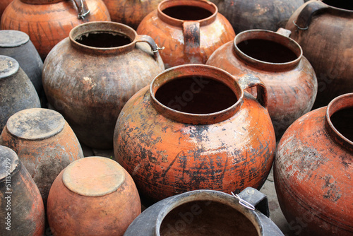 Traditional ukrainian earthenware clay pots © Kryuchka Yaroslav