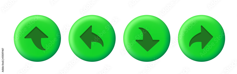 Green 3d arrow. Vector isometric arrow set isolated on white background. Green 3d arrow. Vector isometric arrow set isolated on white background.