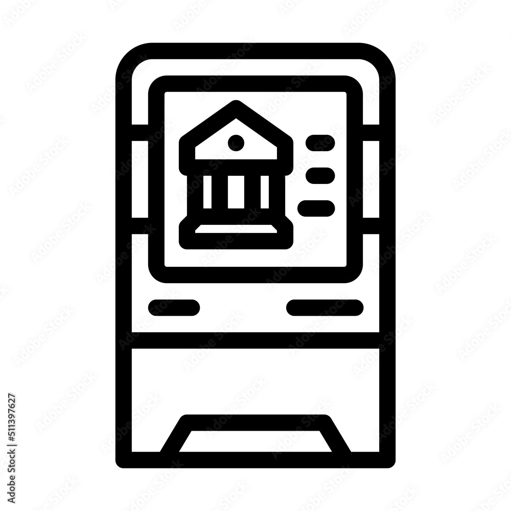 terminal bank atm line icon vector. terminal bank atm sign. isolated contour symbol black illustration terminal bank atm line icon vector. terminal bank atm sign. isolated contour symbol black illustration