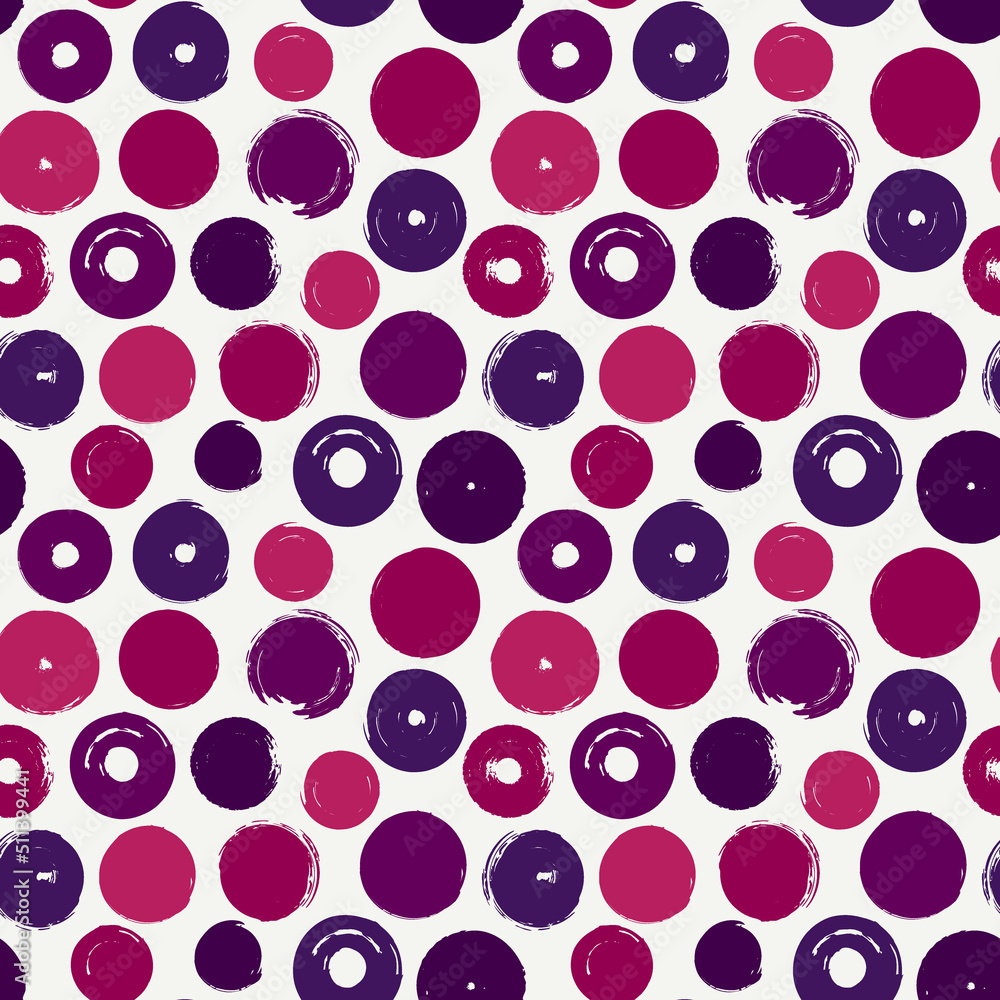 Polka dot paint brush seamless pattern. Freehand grunge design background. Circle ornament. Handdrawn geometric print Polka dot paint brush seamless pattern. Freehand grunge design background. Circle ornament. Handdrawn geometric print