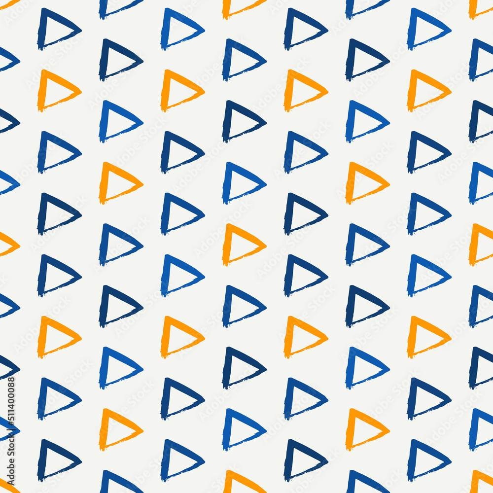 Triangle motif minimal geometric print. Paint brush seamless pattern. Freehand grunge design background. Trendy handdrawn modern simple geo ornament Triangle motif minimal geometric print. Paint brush seamless pattern. Freehand grunge design background. Trendy handdrawn modern simple geo ornament