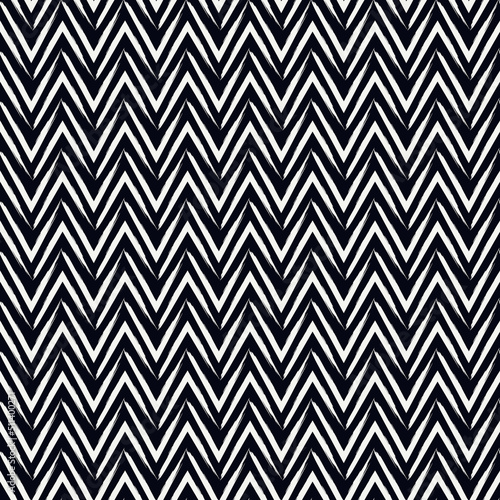 Brush strokes seamless pattern. Freehand horizontal zigzag stripes. Repeated chevron lines background. Grunge geometric