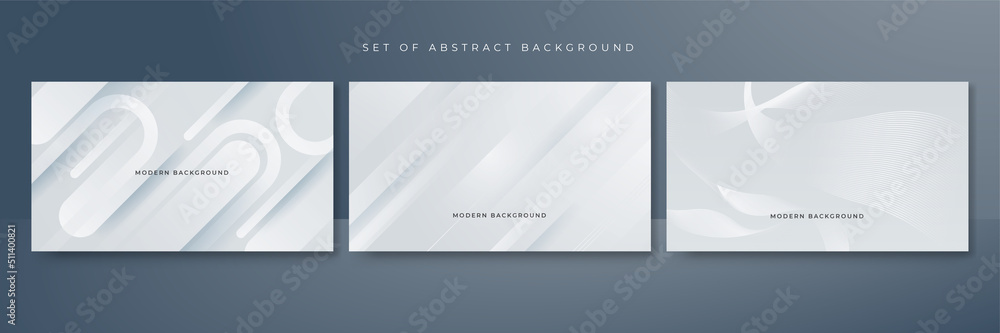 Set of abstract white monochrome vector background, for design brochure, website, flyer. Geometric white wallpaper for certificate, presentation, landing page