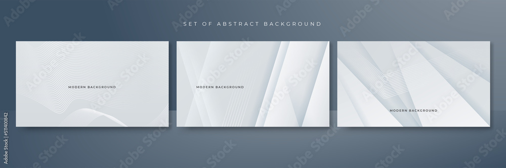 Fototapeta premium Set of abstract white monochrome vector background, for design brochure, website, flyer. Geometric white wallpaper for certificate, presentation, landing page