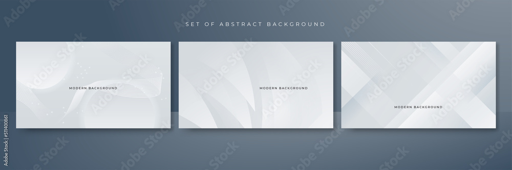 Set of abstract white monochrome vector background, for design brochure, website, flyer. Geometric white wallpaper for certificate, presentation, landing page