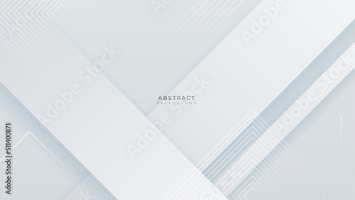 Abstract simple minimal white geometric shapes light silver technology background vector. Modern diagonal presentation background.