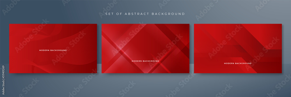 Set of red abstract background for business presentation template design