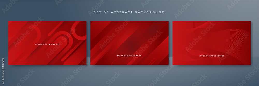 Fototapeta premium Set of red abstract background for business presentation template design