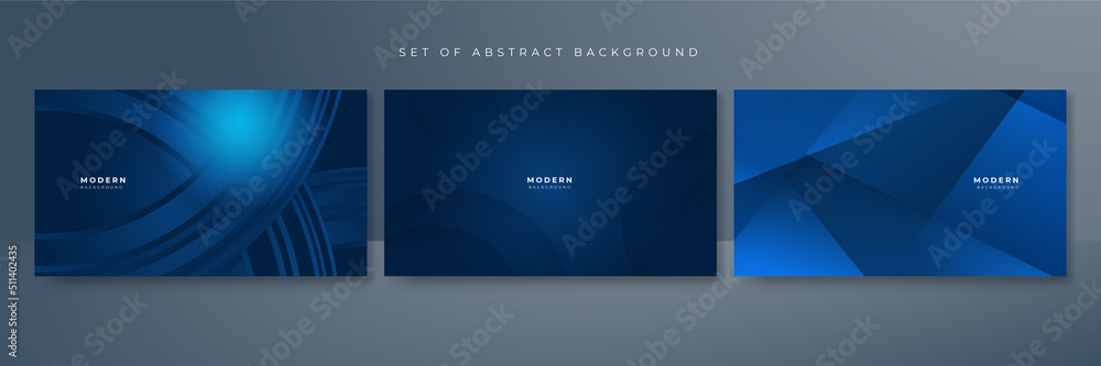 Fototapeta premium Set of blue abstract background for business presentation template design