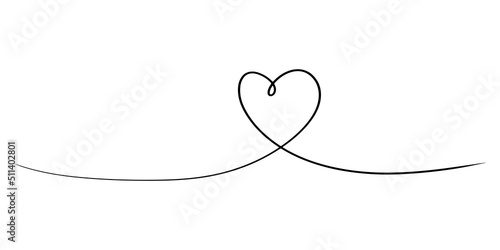 hand drawn heart with thin line, divider shape, Tangled grungy round scribble Isolated on white background. Vector illustration.
