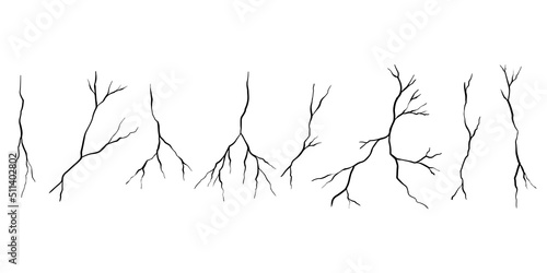 Set of hand drawn cracks Isolated on white background. vector illustration