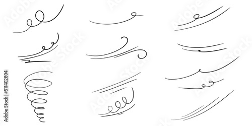 Doodle of wind gust isolated on a white background. hand drawn  vector illustration.