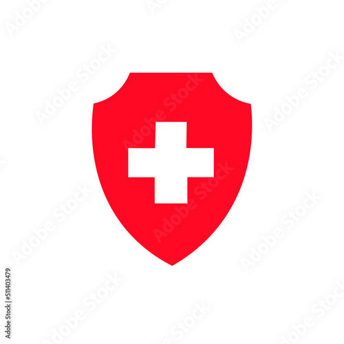 icono comor rojo vectorial con una cruz de hospital 