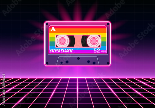 Retro Cassete with Sparking Neon Color